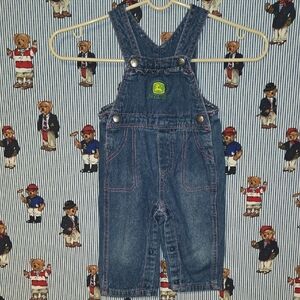 John Deere Denim Girls Overalls Bibs Blue/Pink Girls 3/6 Months
